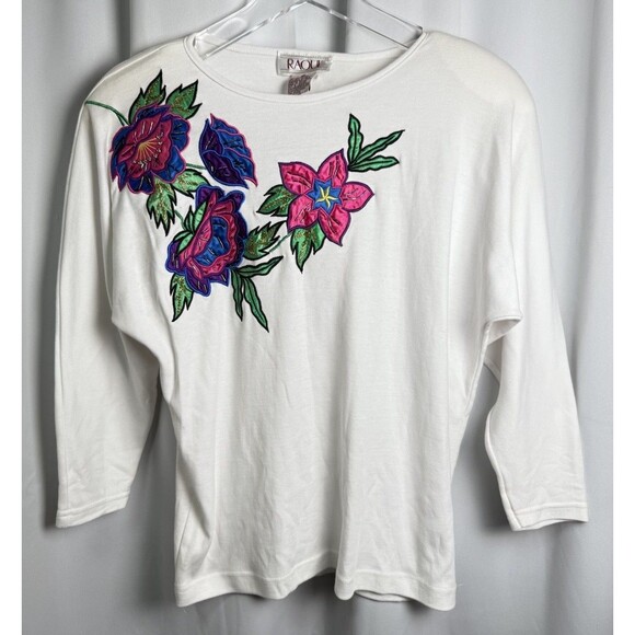 Tops - Vintage Raoul Embroidery Appliqué Beaded 3/4th Sleeve Top Sz Medium New
